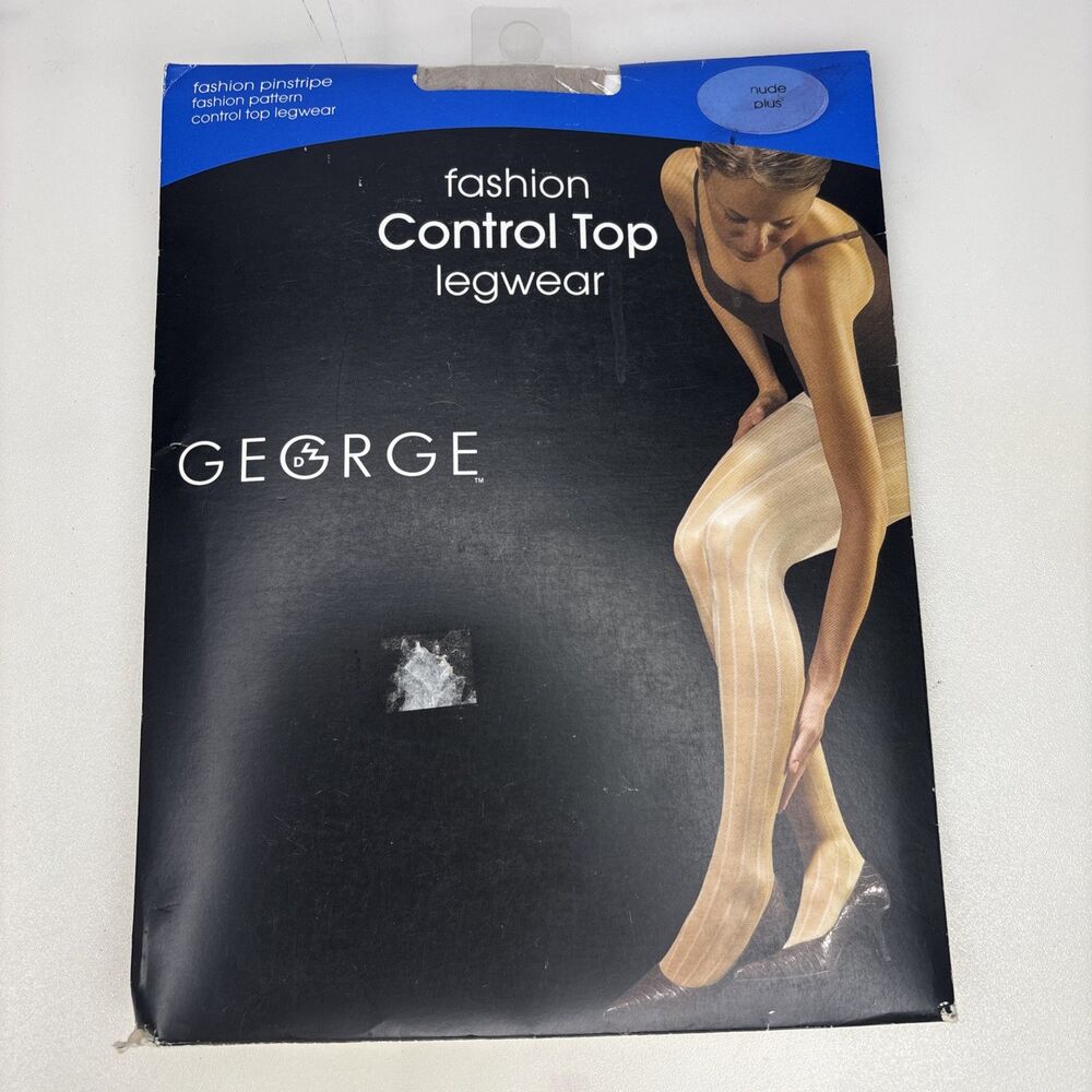 George Fashion Rose Control Top Pantyhose Legwear Women's Size Plus Nude Color